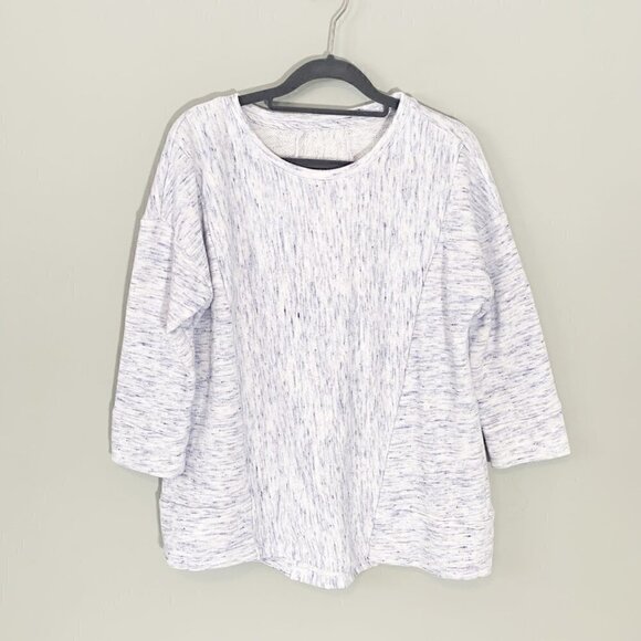 Talbots elbow sleeve blue white marbled fitted pullover lightweight sweatshirt - Picture 1 of 9